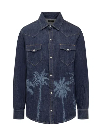 Alanui Jungle Toile Shirt In Blue