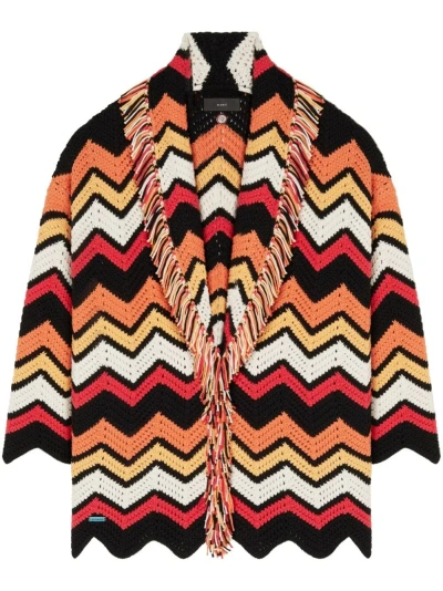 Alanui Kaleidoscopic Chevron Knit Cardigan In Orange