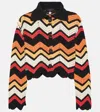 Alanui Kaleidoscopic Chevron Knitted Jacket In Black Mult