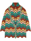 Alanui Kaleidoscopic Chevron Knit Cardigan In Red