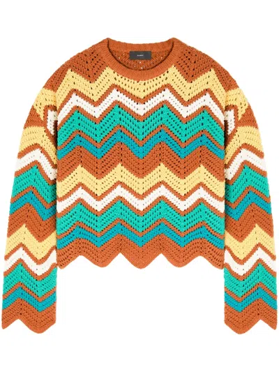 Alanui Kaleidoscopic Chevron Knit Jumper In Blue