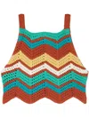 Alanui Kaleidoscopic Chevron Knit Top In 红色