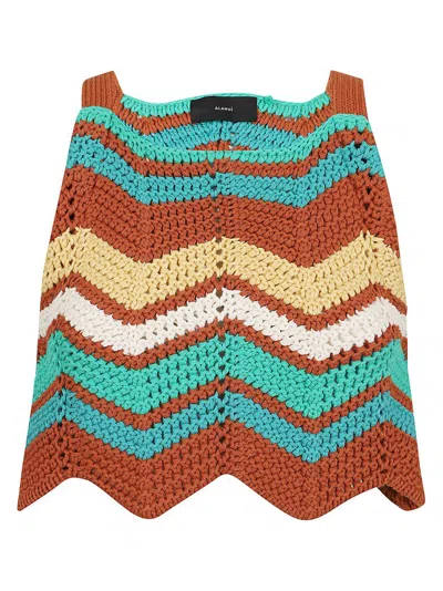 Alanui Kaleidoscopic Cropped Knitted Top In Brown