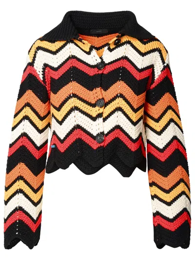 Alanui Kaleidoscopic Chevron Knitted Jacket In Multicolour