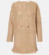 Alanui Kiss By The Book Lace Minidress In Brown