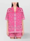 Alanui Knit Bandana Print Short Sleeve Top