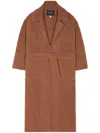 Alanui Ribbed Belted Coat In Brown