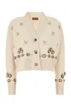 Alanui Cardigan Ocean Dream Oversize In Misto Seta Avorio Donna In Neutral