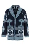 Alanui Cashmere Cardigan With Embroidered Geometric Pattern In Blue