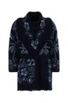 Alanui Embroidered Wool Blend Glimpse Of Eden Cardigan In Blue