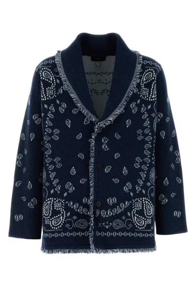 Alanui Oversized Cardigan With Shawl Collar And Fringes In Blue