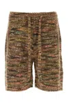 Alanui Multicolor Wool Blend Grunge Beat Bermuda Shorts In Brown