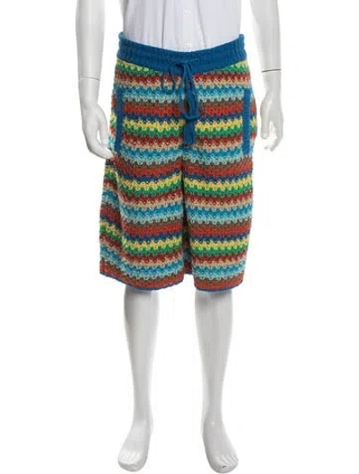 Pre-owned Alanui Lace Pattern Jogger Shorts In Blue