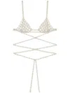 Alanui Lace-up Triangle Bra In Silber