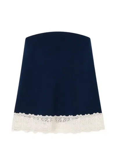 Alanui Lace-trim Strapless Top In Blue