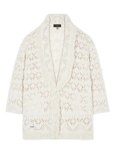 Alanui Lagoon Romance Fringed Cardigan In Neutral