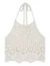 Alanui Lagoon Romance Cotton-blend Crochet Crop Top In Sand