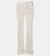 Alanui Lagoon Romance Crochet Flared Pants In Neutral