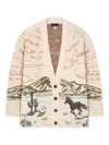 Alanui Graphic Pattern Long Sleeve Wool Cardigan In Neutral