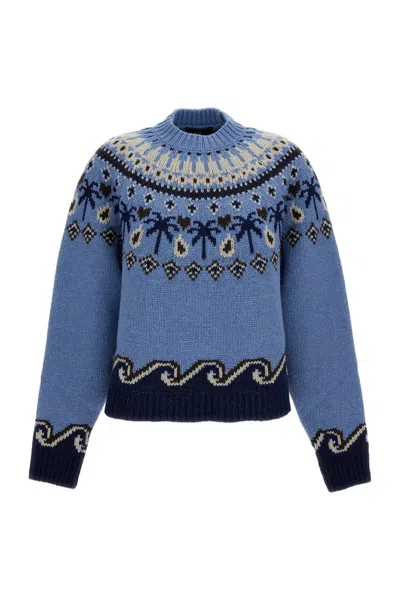 Alanui Light Blue Sweet Winter Nordic Sweater