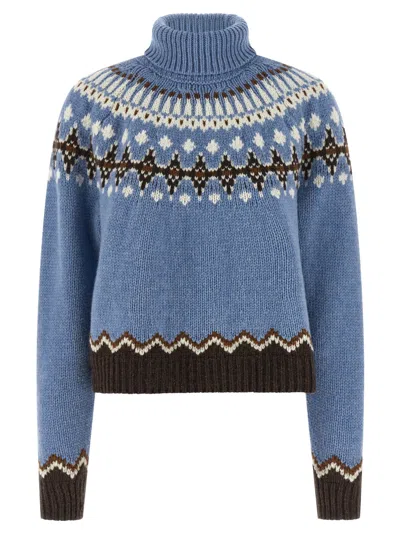 Alanui Light Blue Sweet Winter Turtleneck Sweater