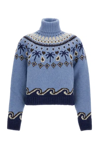 Alanui Light Blue Sweet Winter Virgin Wool Sweater