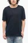 Alanui Linen Crew-neck T-shirt With Frayed Hem