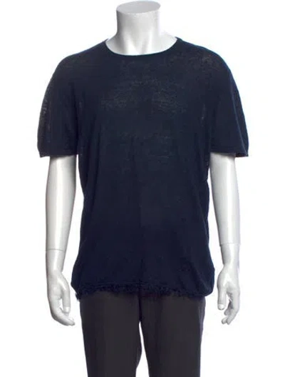Pre-owned Alanui Linen Crew Neck T-shirt In Blue