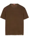 Alanui Linen Knitted T-shirt In Braun