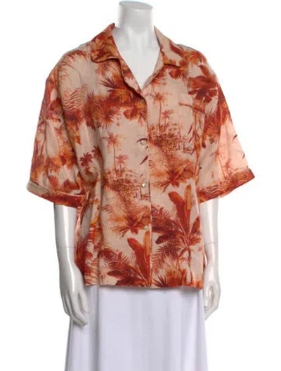 Pre-owned Alanui Linen Printed Blouse In Orange