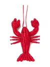 Alanui Lobster Raffia Embroidered Brooch In Red