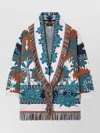 Alanui Long Floral Cardigan With Fringe Shawl Collar In Multi