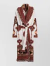 Alanui Long Jacquard Belted Fringe Geometric Cardigan In Multi