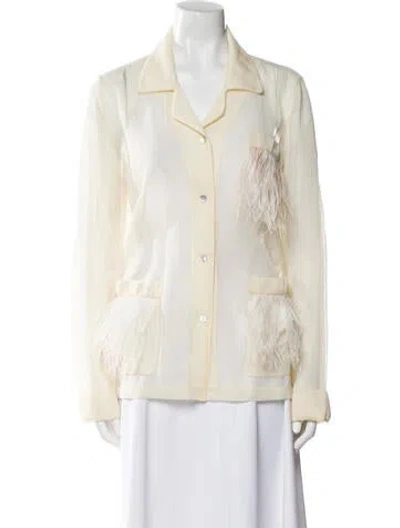 Pre-owned Alanui Long Sleeve Button-up Top In Neutral