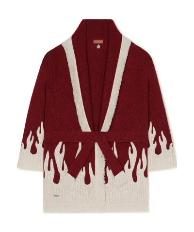 Alanui Long-sleeved Sweater Cardigan In Red