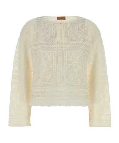 ALANUI CROCHET FRINGED SWEATER