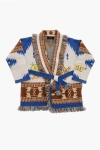 Alanui Looney Tunes Virgin Wool Tweety Cowboy Cardigan With Frayed In Multi