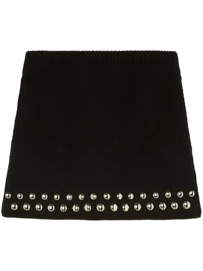 Alanui Love And Studs Mini Skirt In Black