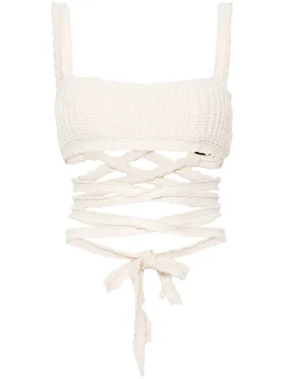 Alanui Lush Nature Cotton Top In Neutrals