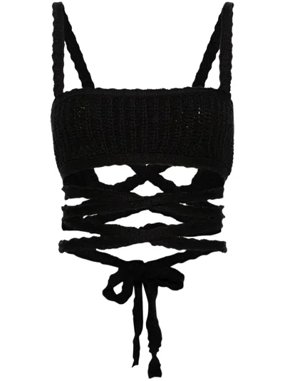 Alanui Lush Nature Knitted Top In Schwarz