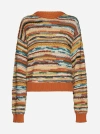 Alanui Madurai Striped Open-knit Cotton-blend Sweater In Orange,multicolor