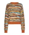 Alanui Madurai Striped Open-knit Cotton-blend Sweater In Brown