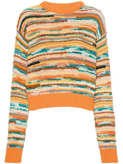 Alanui Madurai Striped Intarsia-knit Jumper In Orange