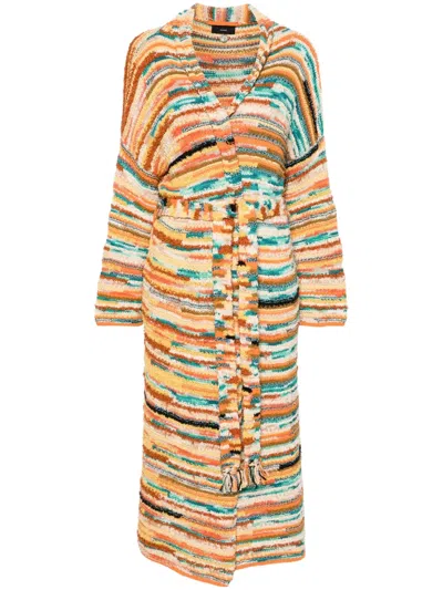 Alanui Maduray Patterned-intarsia Coat In Orange