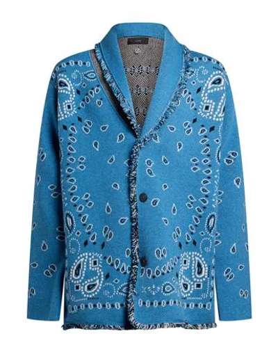 Alanui Man Cardigan Azure Size L Cashmere In Blue