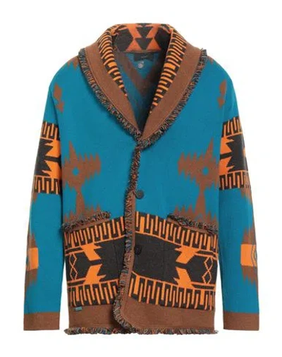 Alanui Man Cardigan Deep Teal Size L Cashmere In Blue
