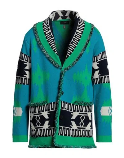 Alanui Man Cardigan Turquoise Size L Cashmere In Blue