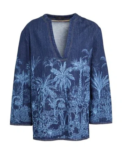 Alanui Man Denim Shirt Blue Size L Cotton