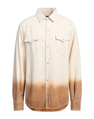 Alanui Man Denim Shirt Ivory Size M Cotton In White