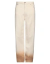 Alanui Logo-patch Cotton Straight-leg Jeans In Beige